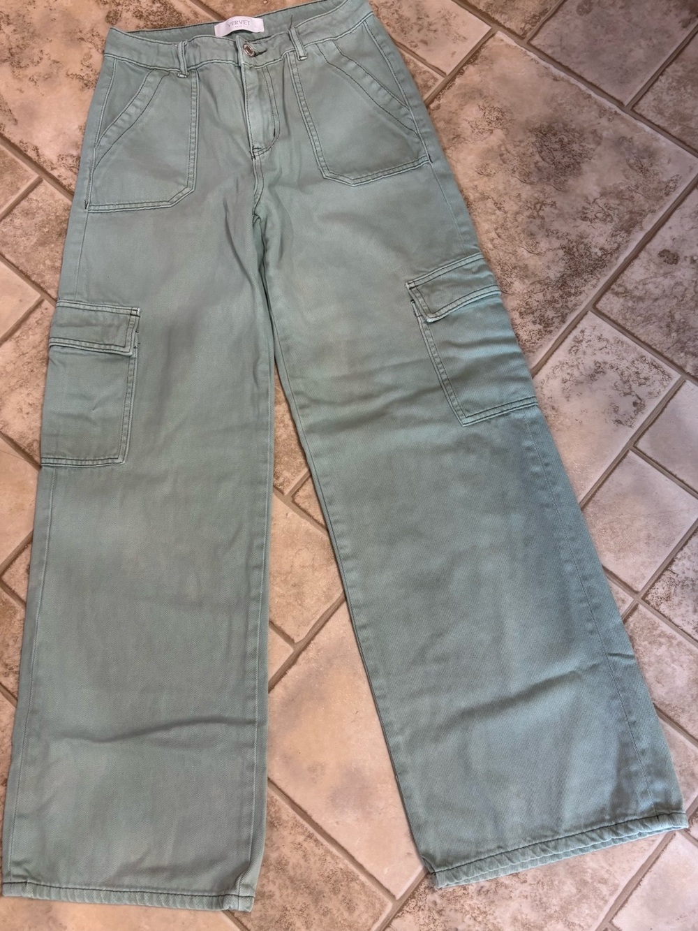 Light Green Cargo Wide-Leg Women’s Jeans